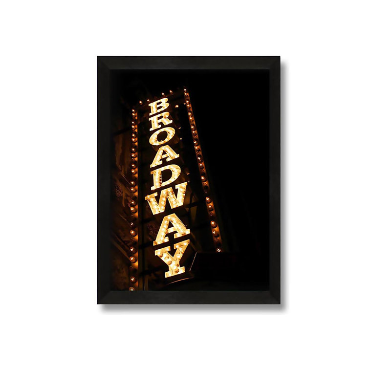 Brayden Studio Broadway Lights Picture Frame Typography on Canvas Wayfair.co.uk